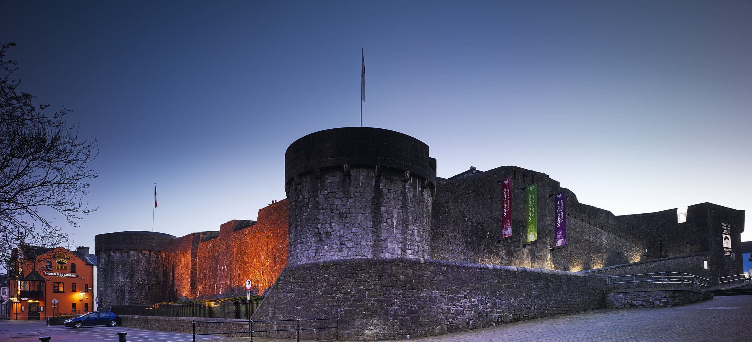 Athlone Castle at night