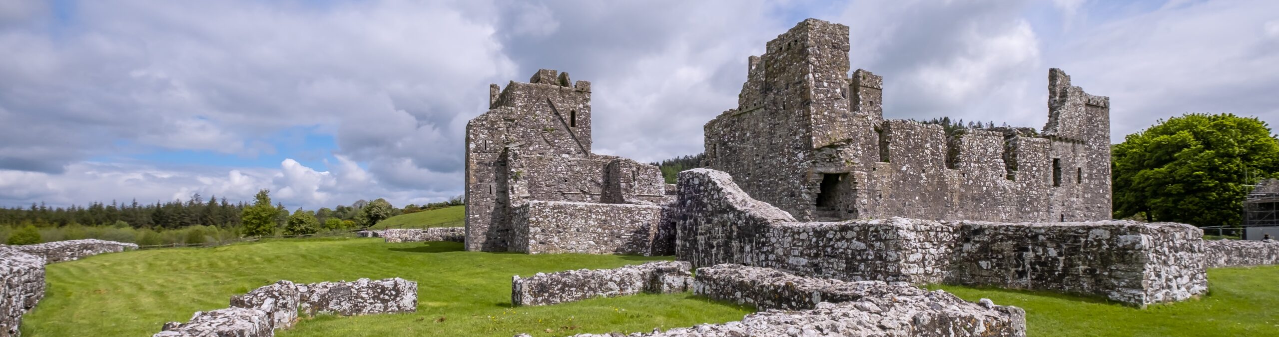Fore Abbey closer view with clouds