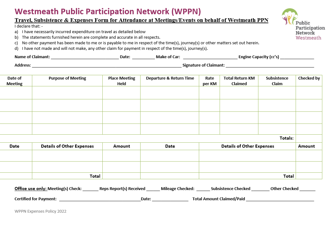 PPN Travel Expense form